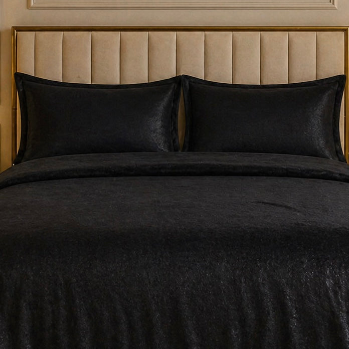 Caelrix Frost Velour Solo Fleece Blanket King Size In Poly Bag - Black Colour