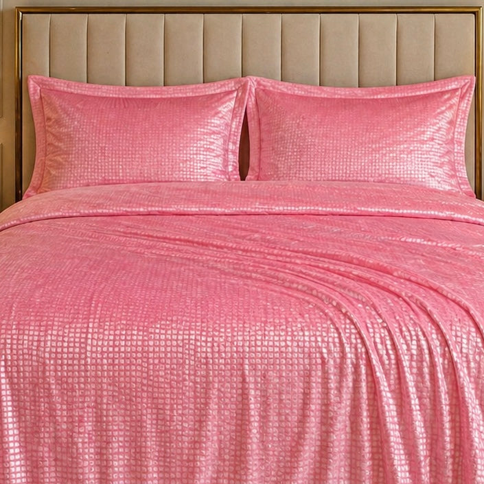Caelrix Frost Velour Solo Fleece Blanket King Size In Poly Bag - Pink Colour