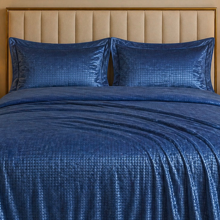 Caelrix Frost Velour Solo Fleece Blanket King Size In Poly Bag - Classic Blue Colour