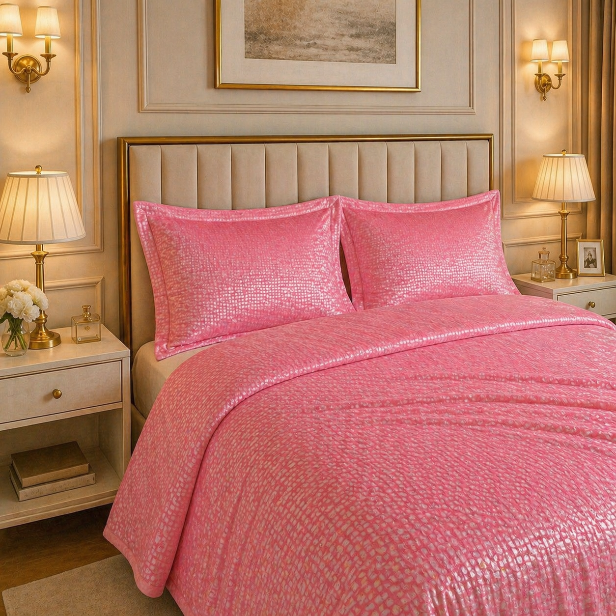 Caelrix Frost Velour Solo Fleece Blanket King Size In Poly Bag - Pink Colour