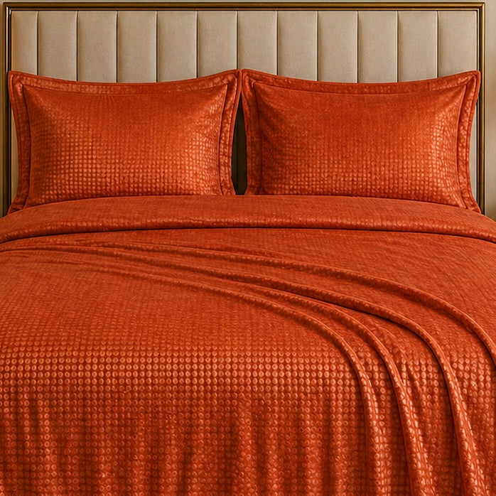 Caelrix Frost Velour Solo Fleece Blanket King Size In Poly Bag - Orange Colour