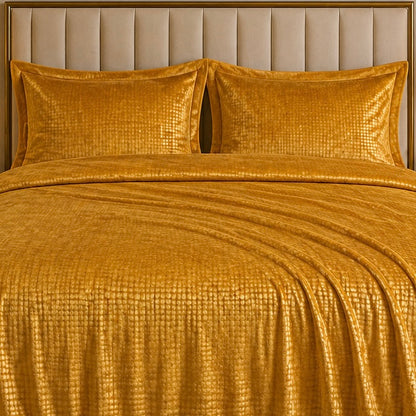 Caelrix Frost Velour Solo Fleece Blanket King Size In Poly Bag - Gold Colour