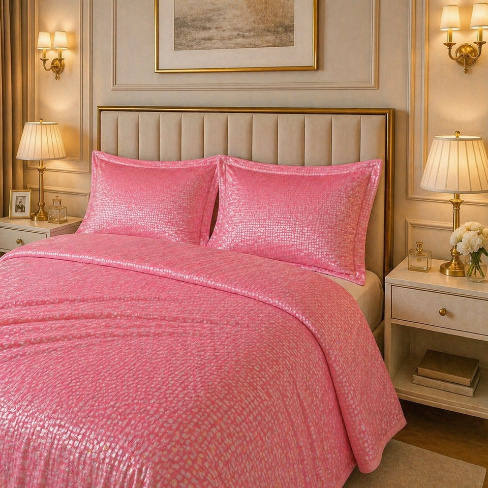 Caelrix Frost Velour Solo Fleece Blanket King Size In Poly Bag - Pink Colour