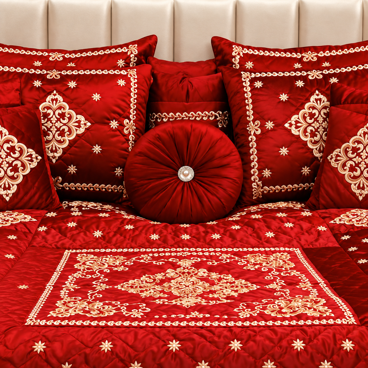 Diamond Weave VIP 10 Pcs Bridal Set - Mahroon Color