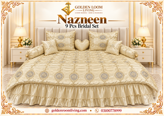 Nazneen 9 Pcs Bridal Set Poly Bag - Light Beige Color