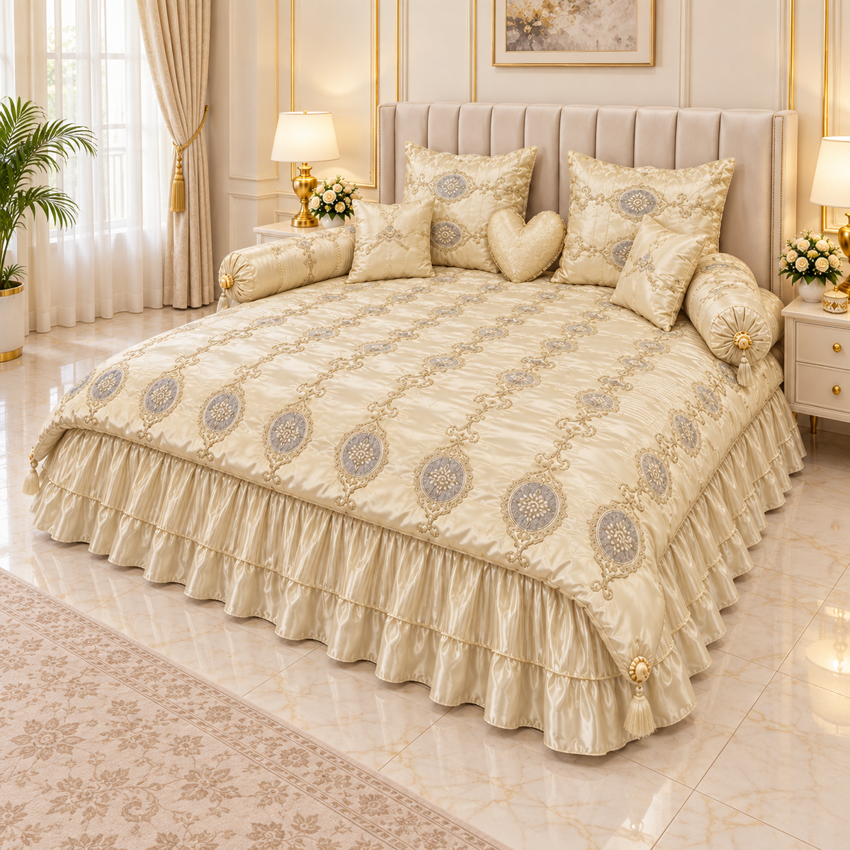 Nazneen 9 Pcs Bridal Set Poly Bag - Light Beige Color