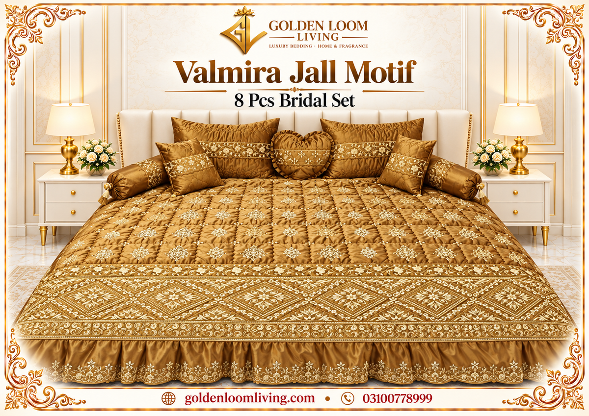 Velmira Jall Motif 8 Pcs Poly Bag - Golden Color