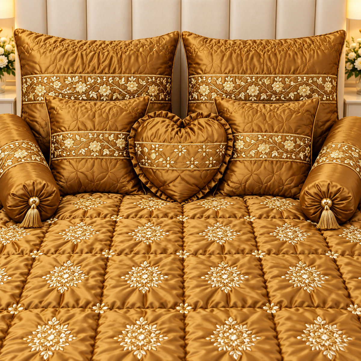 Velmira Jall Motif 8 Pcs Poly Bag - Golden Color