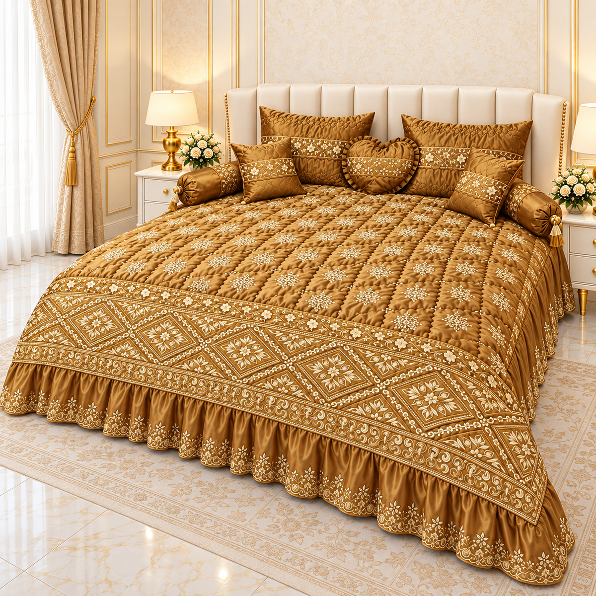 Velmira Jall Motif 8 Pcs Poly Bag - Golden Color