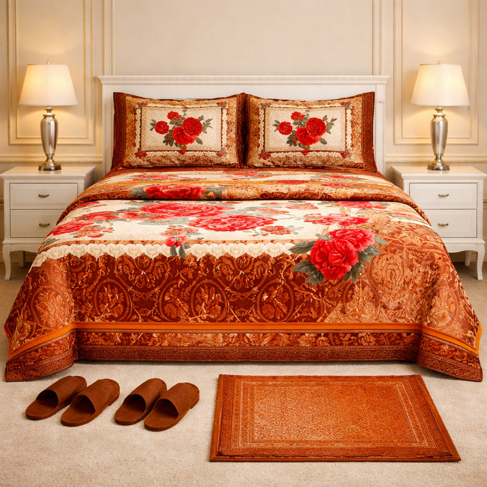Château Collection 7 Pcs Bed Spread Set Box - Brown Colour