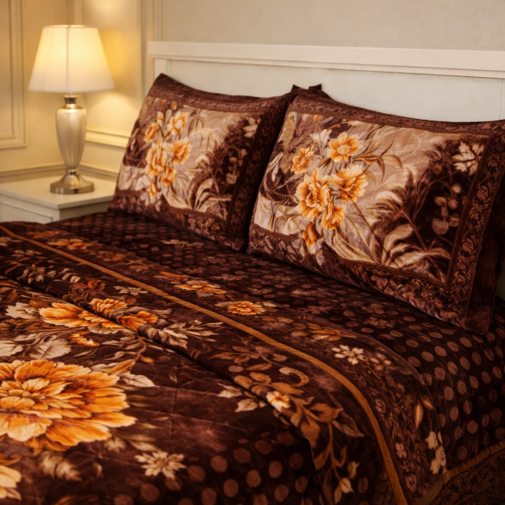Château Collection 7 Pcs Bed Spread Set Box - Brown Colour