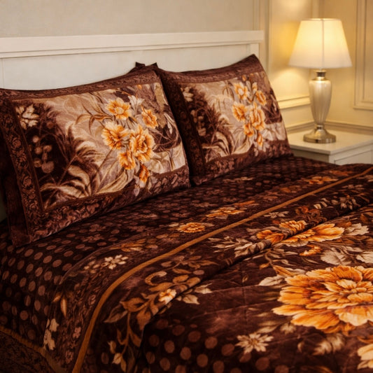 Château Collection 7 Pcs Bed Spread Set Box - Brown Colour