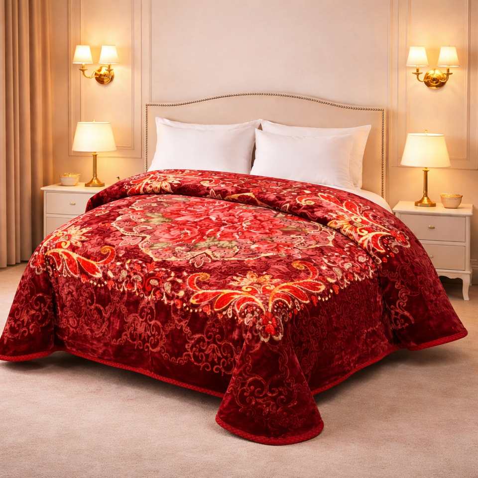 Cloude Prime Double Bed Cloudy 2 Ply - Ruby Red Colour