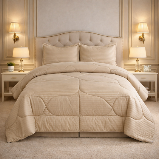Comforter 4 Pcs Pure Aura Set Poly Bag - Beige Colour