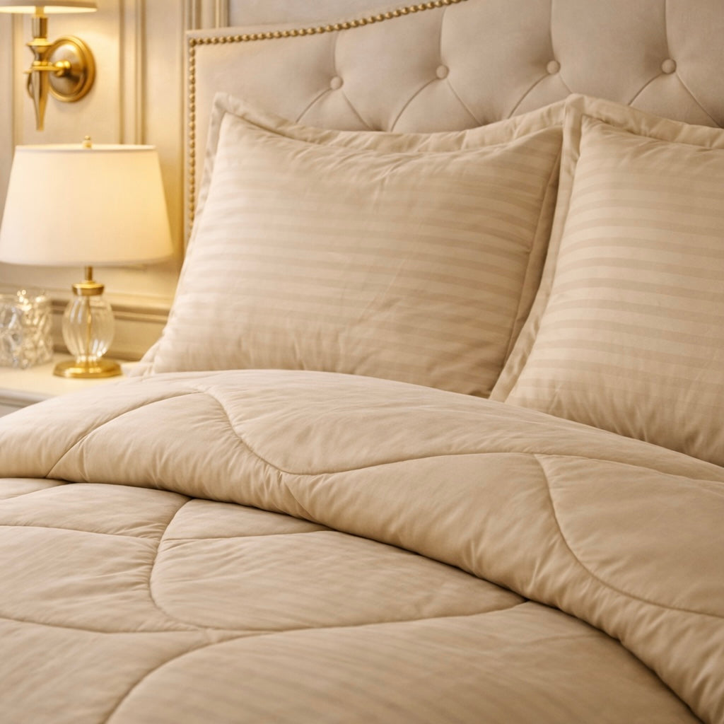 Comforter 4 Pcs Pure Aura Set Poly Bag - Beige Colour