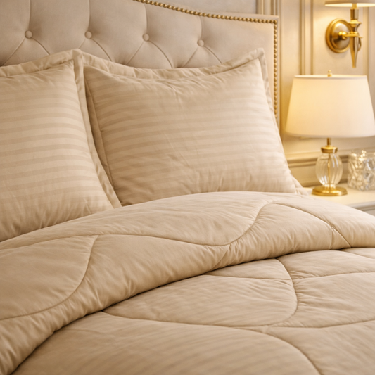 Comforter 4 Pcs Pure Aura Set Poly Bag - Beige Colour