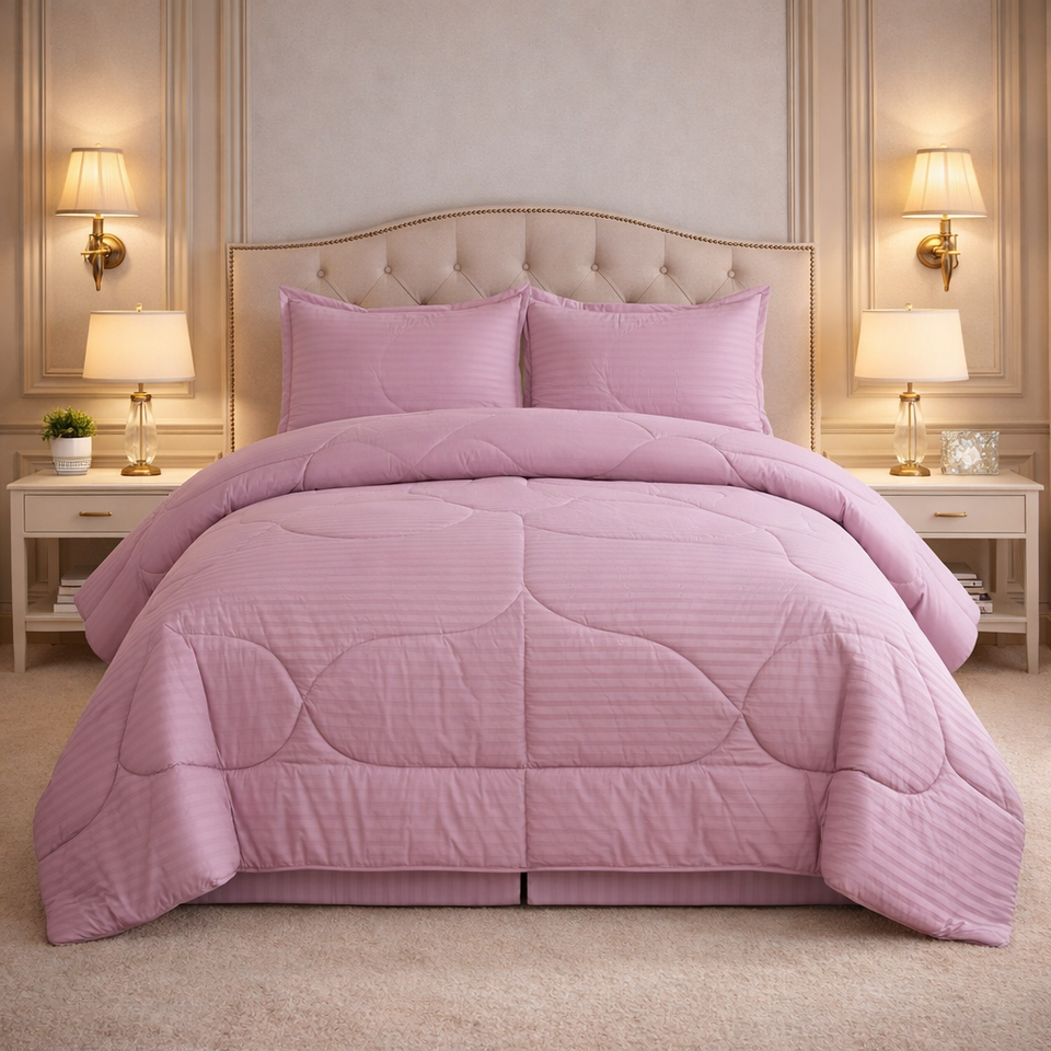 Comforter 4 Pcs Pure Aura Set Poly Bag - Pink Colour