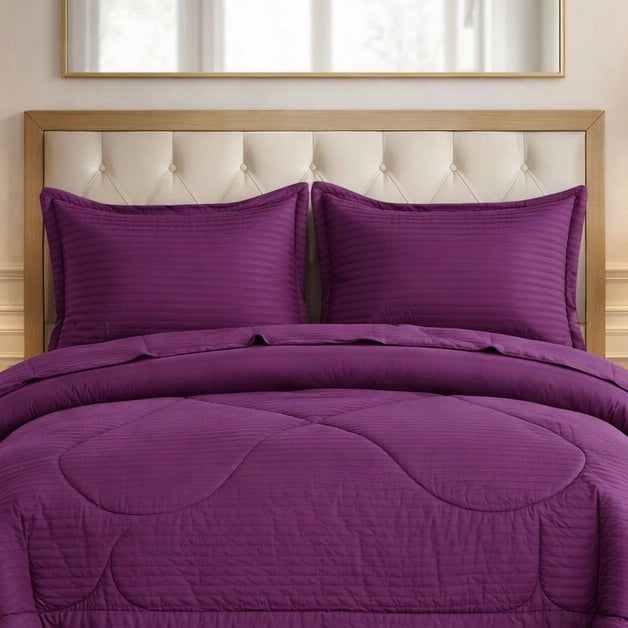 Comforter 4 Pcs Pure Aura Set Poly Bag - Purple Colour