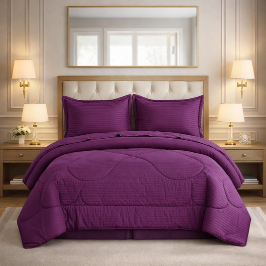 Comforter 4 Pcs Pure Aura Set Poly Bag - Purple Colour
