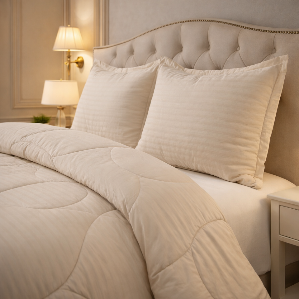 Comforter 4 Pcs Pure Aura Set Poly Bag - Beige Colour
