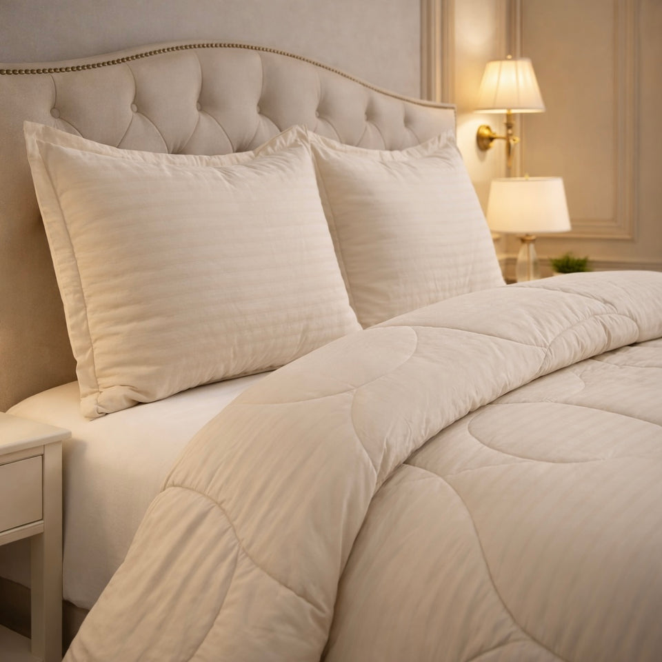 Comforter 4 Pcs Pure Aura Set Poly Bag - Beige Colour