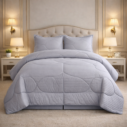 Comforter 4 Pcs Pure Aura Set Poly Bag - Gray Colour