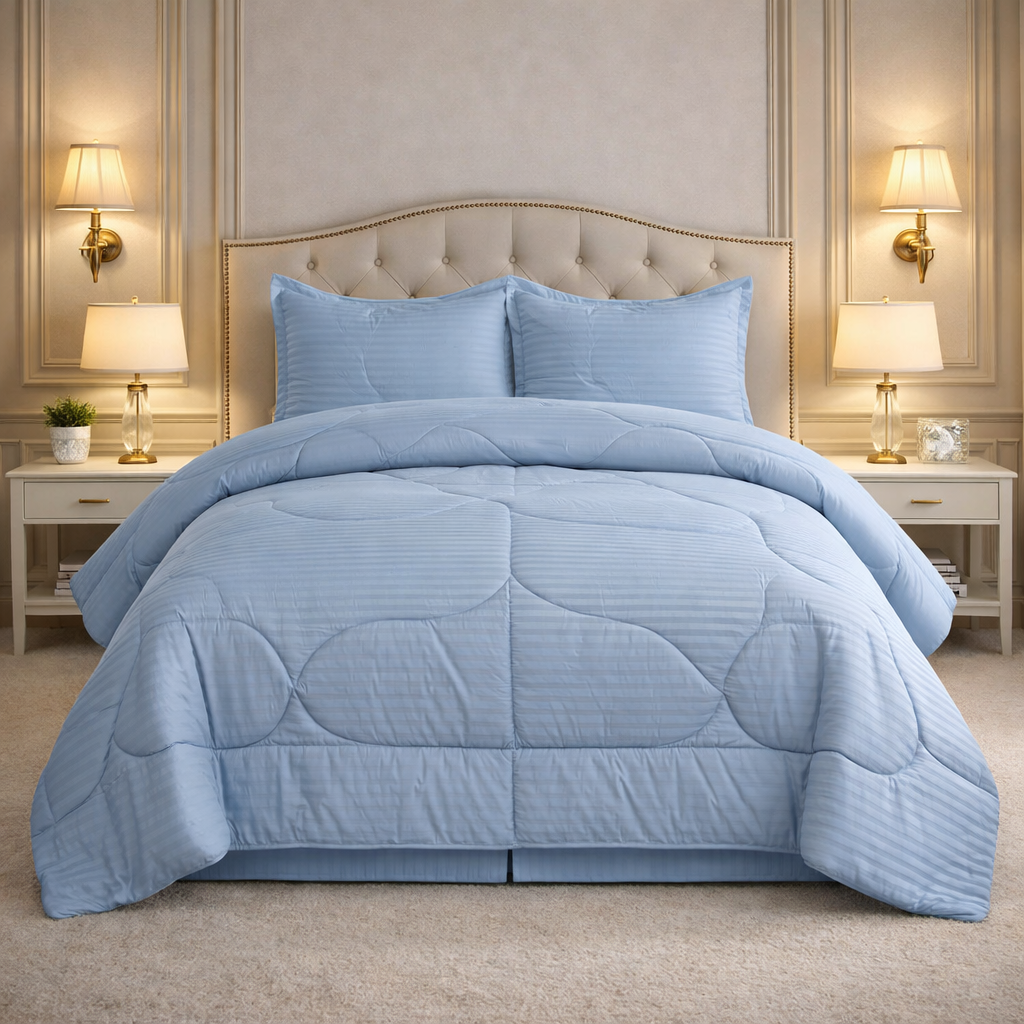 Comforter 4 Pcs Pure Aura Set Poly Bag - Sky Blue Colour