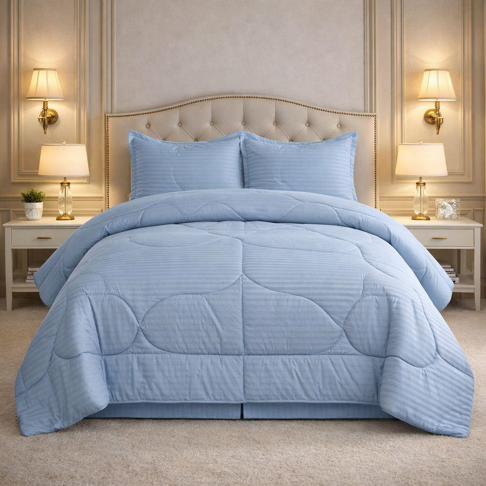 Comforter 4 Pcs Pure Aura Set Poly Bag - Sky Blue Colour