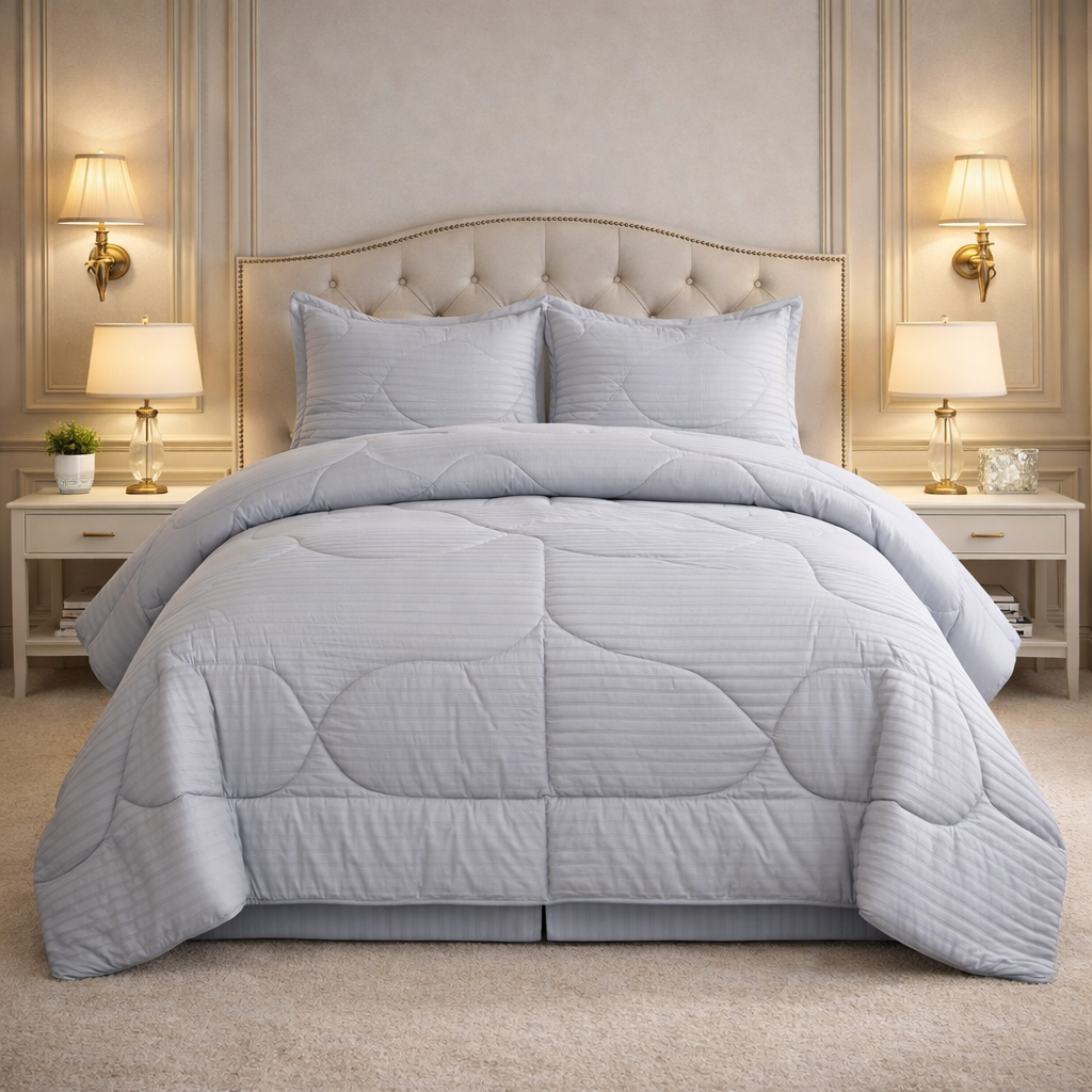 Comforter 4 Pcs Pure Aura Set Poly Bag - Slate Blue Colour