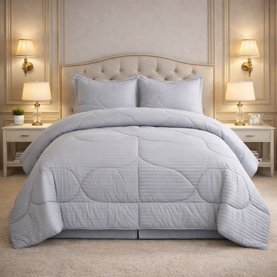 Comforter 4 Pcs Pure Aura Set Poly Bag - Slate Blue Colour