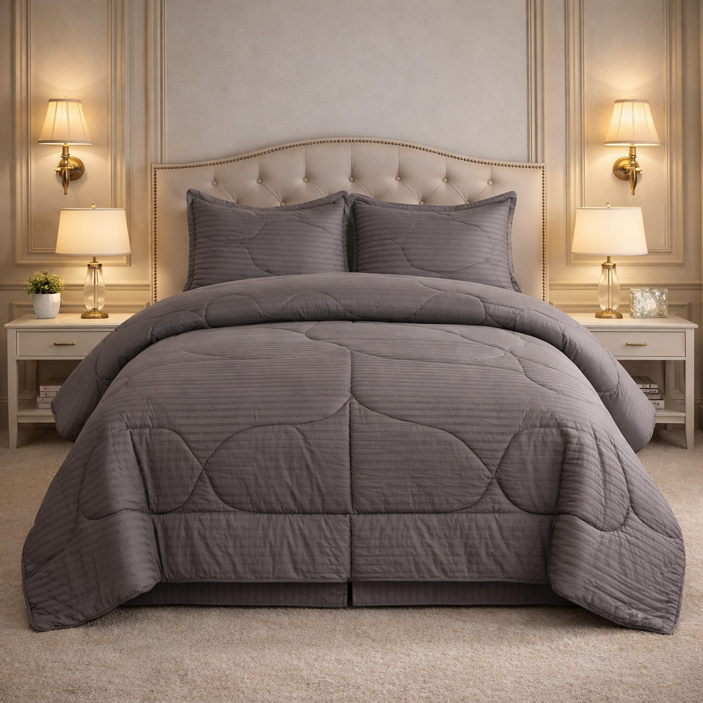 Comforter 4 Pcs Pure Aura Set Poly Bag - Grey Colour