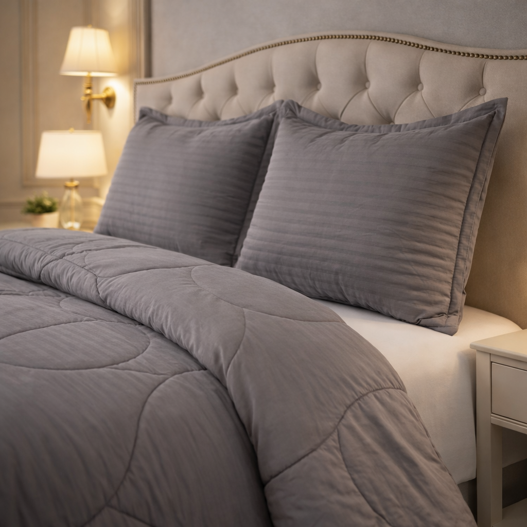 Comforter 4 Pcs Pure Aura Set Poly Bag - Grey Colour
