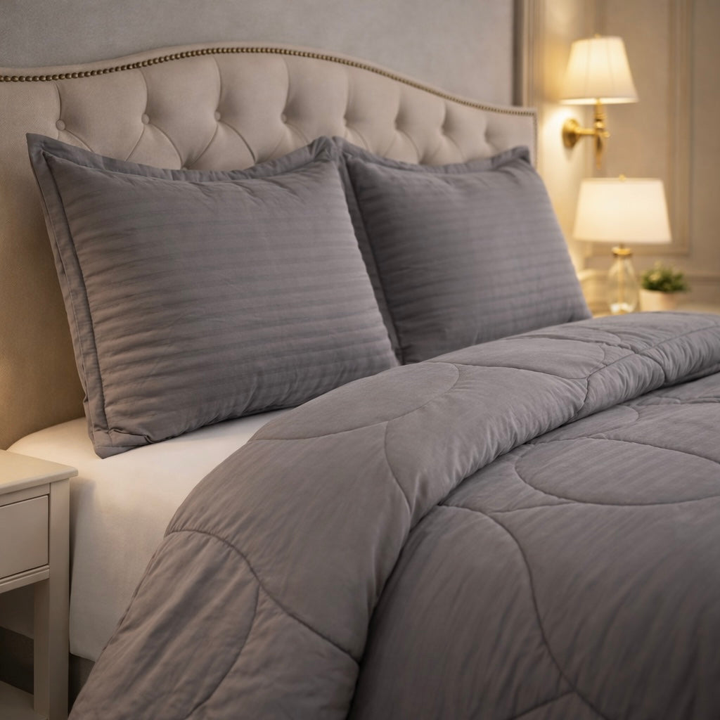 Comforter 4 Pcs Pure Aura Set Poly Bag - Grey Colour