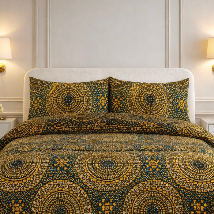 Comforter 4 Pcs Velor Front Fitted Set Poly Bag - Honey Mustard Colour