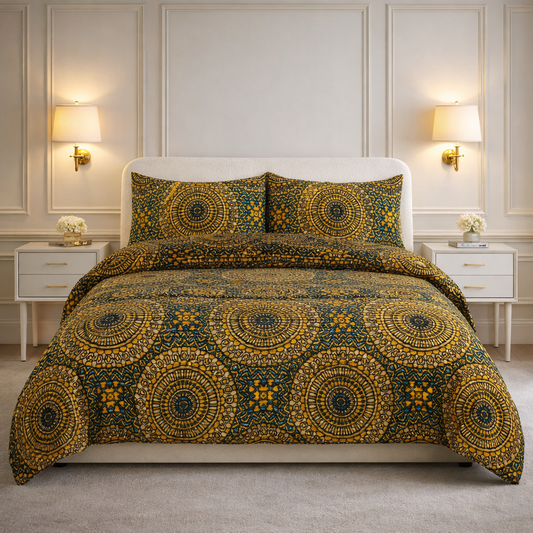 Comforter 4 Pcs Velor Front Fitted Set Poly Bag - Honey Mustard Colour