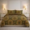 Comforter 4 Pcs Velor Front Fitted Set Poly Bag - Honey Mustard Colour