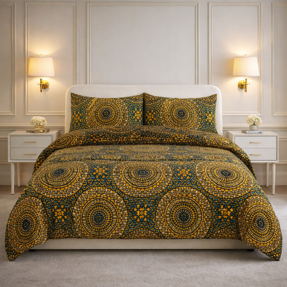 Comforter 4 Pcs Velor Front Fitted Set Poly Bag - Honey Mustard Colour