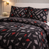 Comforter 4 Pcs Velor Front Fitted Set Poly Bag - Charcoal Black Colour