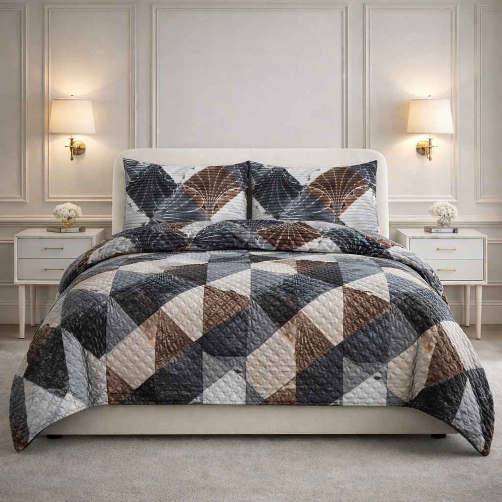 Comforter 4 Pcs Velor Front Fitted Set Poly Bag - Deep Graphite Gray Colour