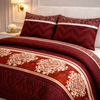Comforter 4 Pcs Velor Front Fitted Set Poly Bag - Mahroon Colour