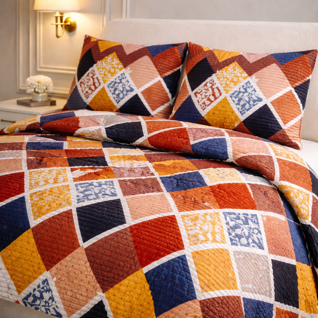 Comforter 4 Pcs Velor Front Fitted Set Poly Bag - Honey Mustered Colour