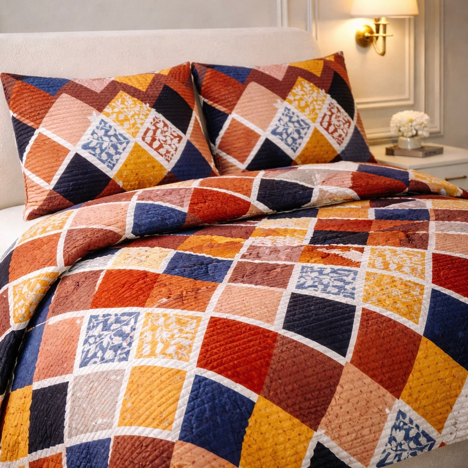Comforter 4 Pcs Velor Front Fitted Set Poly Bag - Honey Mustered Colour