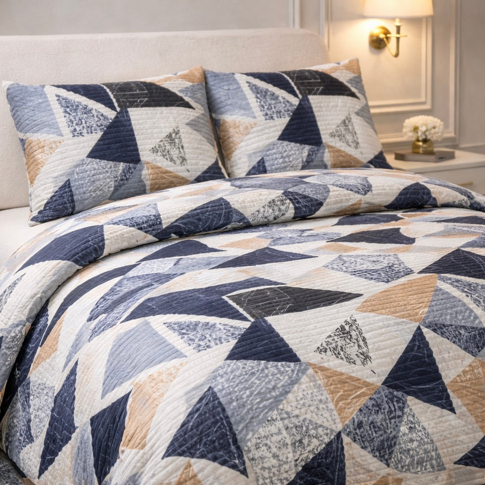 Comforter 4 Pcs Velor Front Fitted Set Poly Bag - Midnight Navy Colour