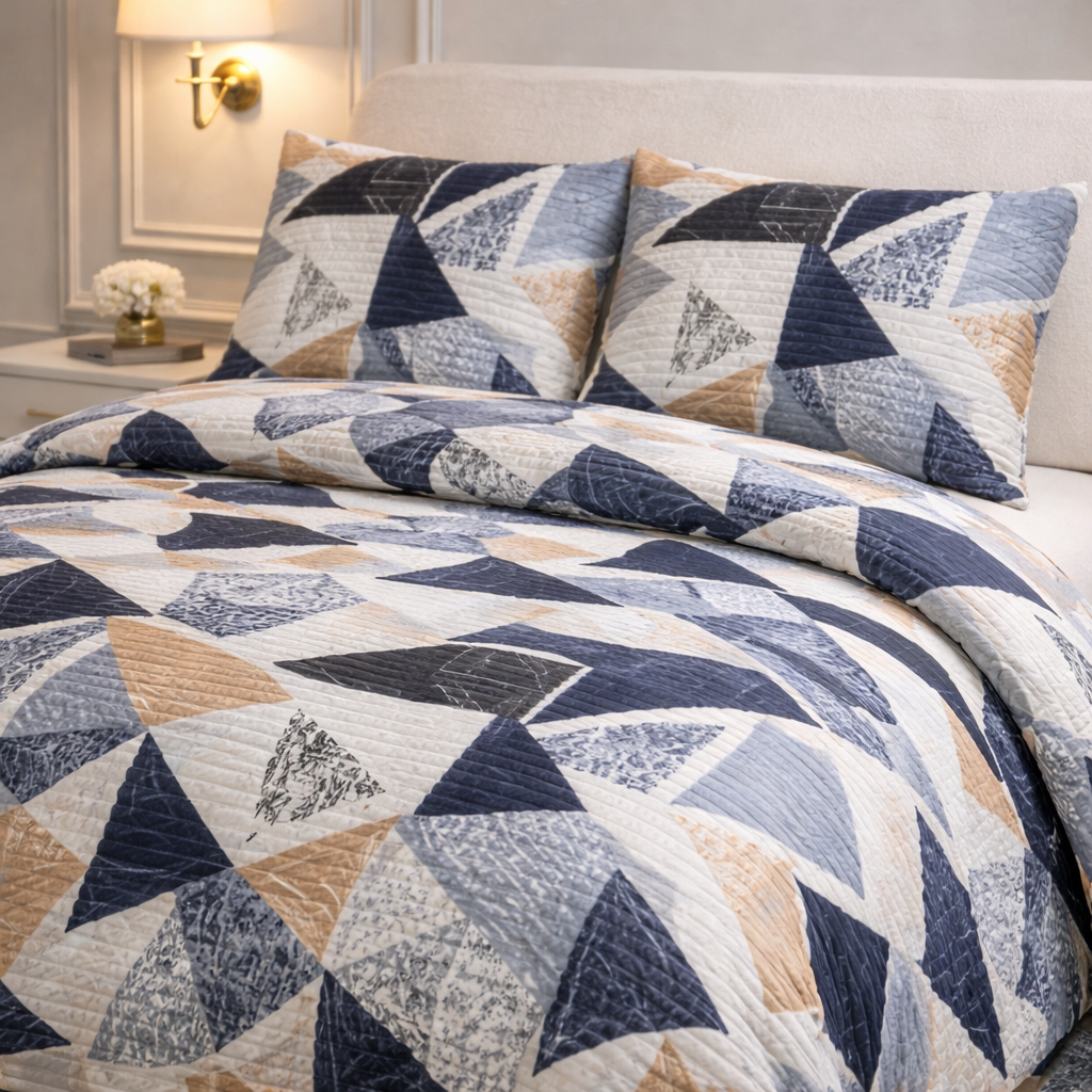 Comforter 4 Pcs Velor Front Fitted Set Poly Bag - Midnight Navy Colour