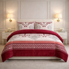 Comforter 4 Pcs Velor Front Fitted Set Poly Bag - Crimson Berry Colour