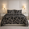 Comforter 4 Pcs Velor Front Fitted Set Poly Bag- Black Colour