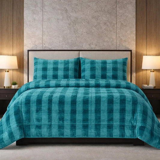 Comforter 4 Pcs Set Ornate Carve Poly Bag - Sky Blue Colour