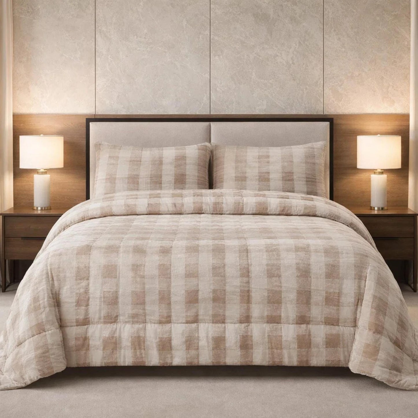 Comforter 4 Pcs Set Ornate Carve Poly Bag - Off White Colour