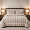 Comforter 4 Pcs Set Ornate Carve Poly Bag - Off White Colour