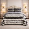 Comforter 4 Pcs Silk Skin Rev Fitted Set - Black & White Colour